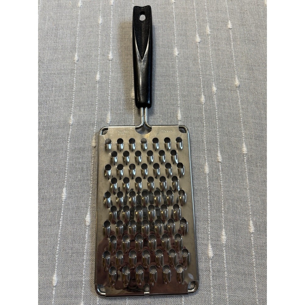 VTG EKCO Stainless Steel Hand Held Cheese Grater Shredder Zester Black Handle